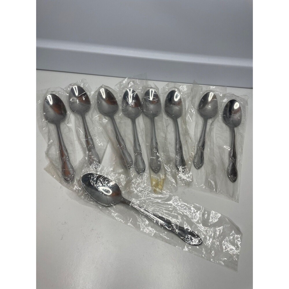 SET OF 9 Vintage Onieda Ltd WM A Rogers Stainless Fenway Teaspoons Flatware 6"